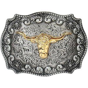 Long Horn Bull Western Belt Buckle